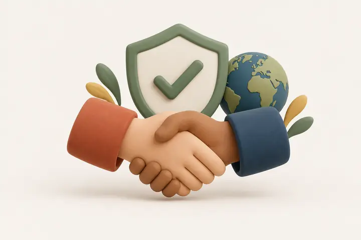 A handshake under a shield with a check mark