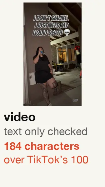 Liquid Death ad started 2026-09-04, video: text checked; text 184 characters