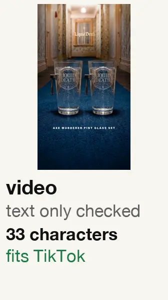 Liquid Death ad started 2026-06-16, video: text checked; text 33 characters