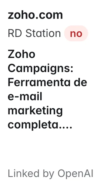 zoho.com: Zoho Campaigns: Ferramenta de e-mail marketing completa. Conheça e teste grátis!; does not name RD Station