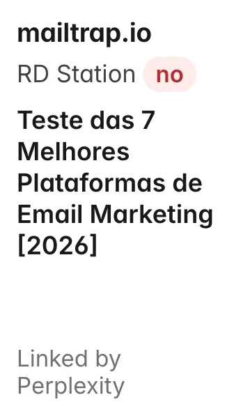 mailtrap.io: Teste das 7 Melhores Plataformas de Email Marketing [2026]; does not name RD Station