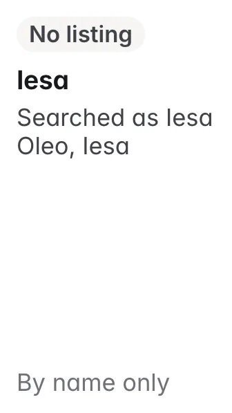 Iesa: no listing under Iesa Oleo, Iesa; checked by name only