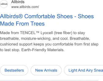 Allbirds text ad · first shown Feb 12, 2026 · still shown Oct 10, 2026