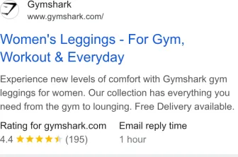 Gymshark text ad · first shown Feb 9, 2026 · still shown Oct 10, 2026