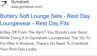 Gymshark text ad · first shown May 27, 2026 · still shown Oct 10, 2026