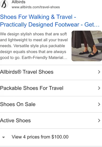 Allbirds text ad · first shown Jul 20, 2026 · still shown Oct 10, 2026