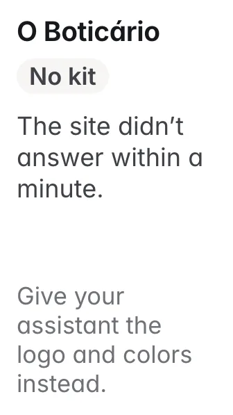 O Boticário: no kit; the site didn't answer within a minute