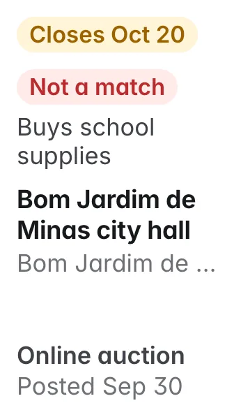 Bom Jardim de Minas city hall, Bom Jardim de Minas MG: not a match, buys school supplies