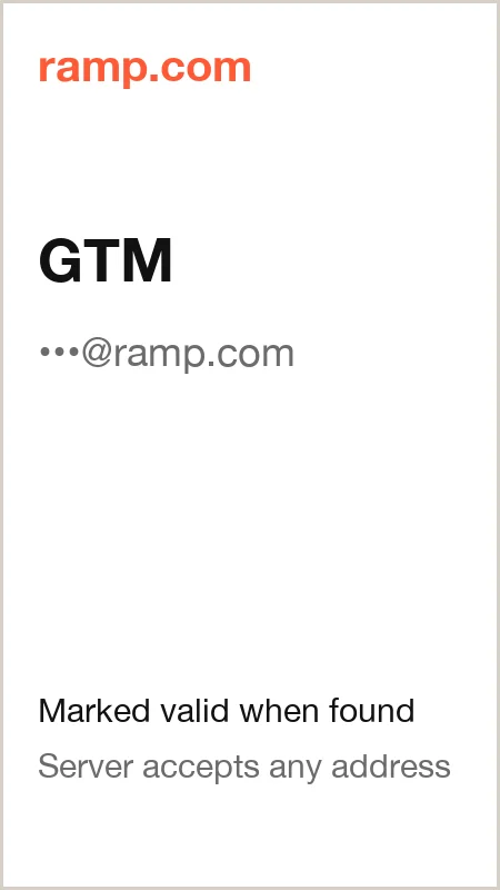 ramp.com · GTM · marked valid when found · server accepts any address