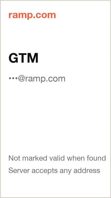ramp.com · GTM · not marked valid when found · server accepts any address