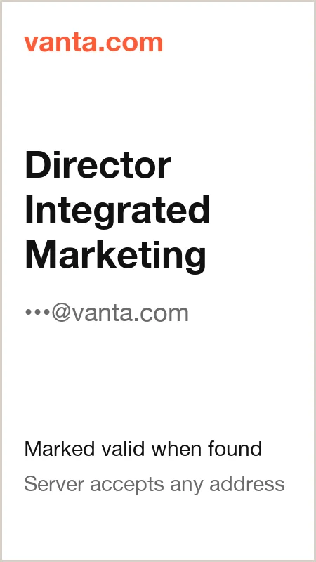 vanta.com · Director Integrated Marketing · marked valid when found · server accepts any address