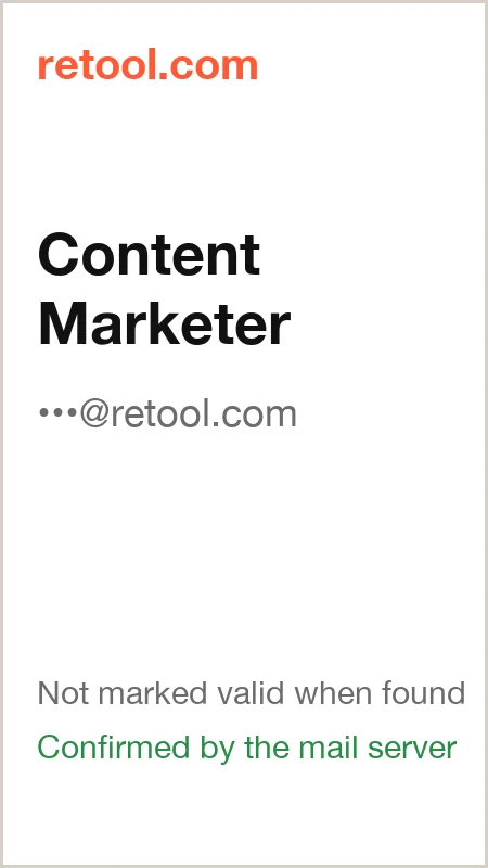 retool.com · Content Marketer · not marked valid when found · confirmed by the mail server