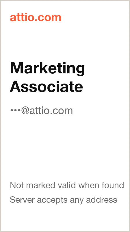 attio.com · Marketing Associate · not marked valid when found · server accepts any address
