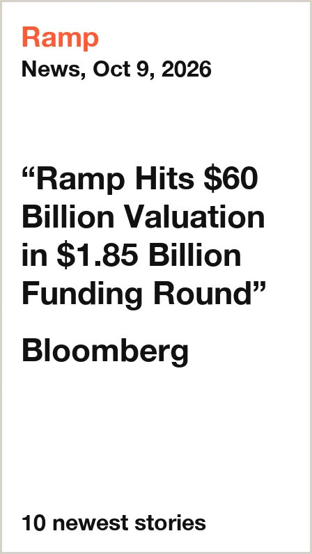 Ramp profile: news, Bloomberg, Oct 9, 2026: Ramp Hits $60 Billion Valuation in $1.85 Billion Funding Round