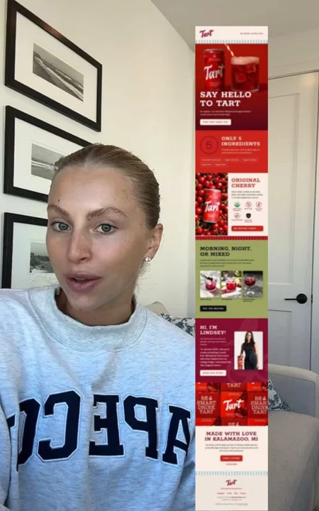 TikTok by @krackedretentionbts: a creator beside a long welcome email (idea 1 follows it)