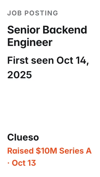 Senior Backend Engineer at Clueso, first seen Oct 14, 2025