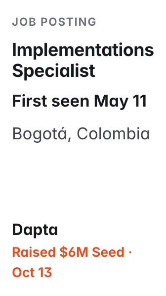 Implementations Specialist at Dapta, first seen May 11