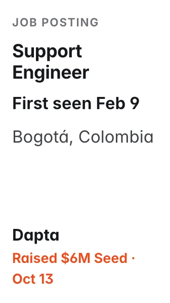 Support Engineer at Dapta, first seen Feb 9