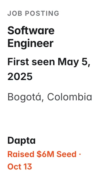 Software Engineer at Dapta, first seen May 5, 2025