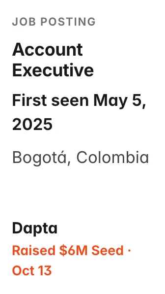 Account Executive at Dapta, first seen May 5, 2025