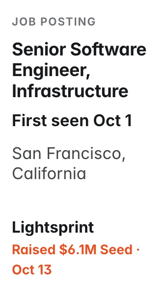 Senior Software Engineer, Infrastructure at Lightsprint, first seen Oct 1