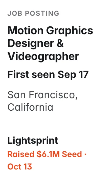 Motion Graphics Designer & Videographer at Lightsprint, first seen Sep 17