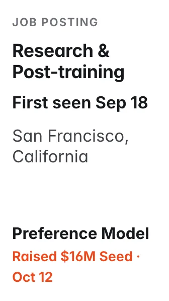 Member of Technical Staff - Research & Post-training at Preference Model, first seen Sep 18
