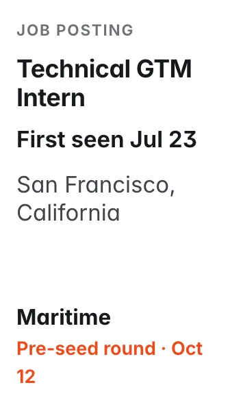 Technical GTM Intern at Maritime, first seen Jul 23